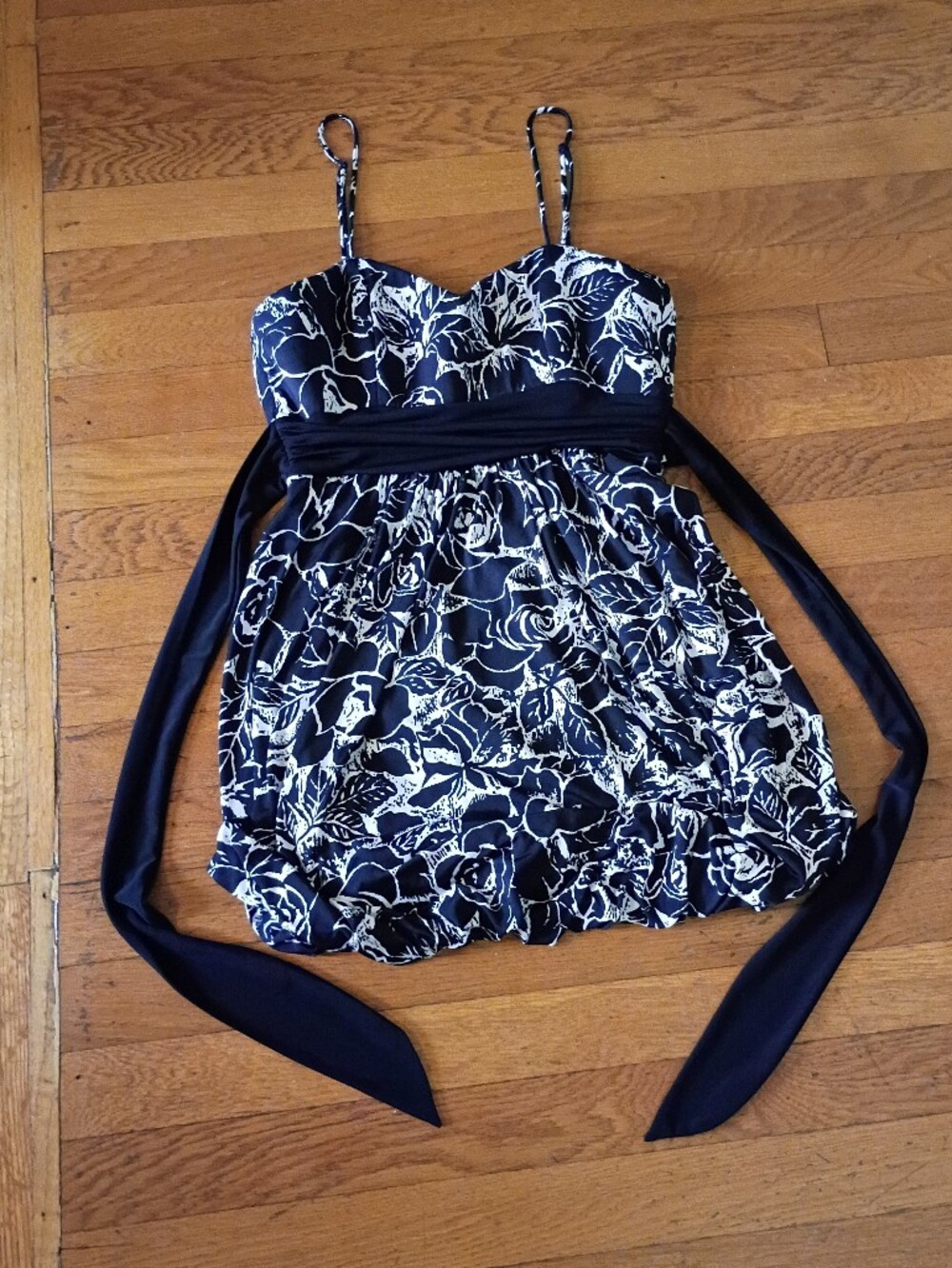 vintage y2k forever 21 babydoll black and white floral tank top size medium